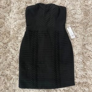 Aqua Black Strapless Ruffled Mini Cocktail Dress Size S